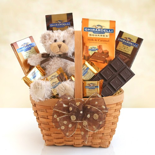 Ghirardelli Caramel Bear Chocolate Gift Basket by