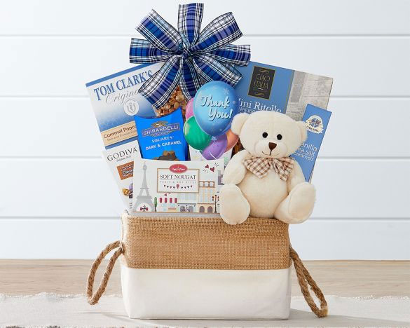 Thank You Wishes Bear and Gift Basket by