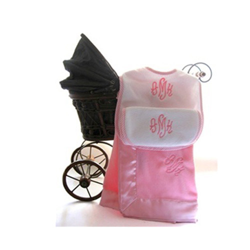 Heirloom Monogrammed Baby Blanket Set (Pink)