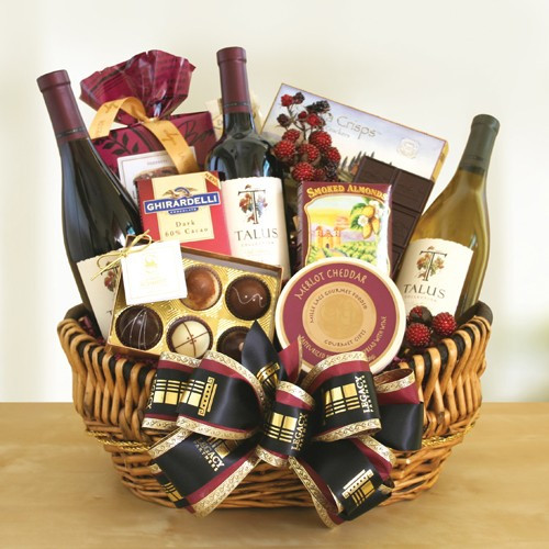Exquisite Wine Trio, Cheese, Ghirardelli Gift Basket