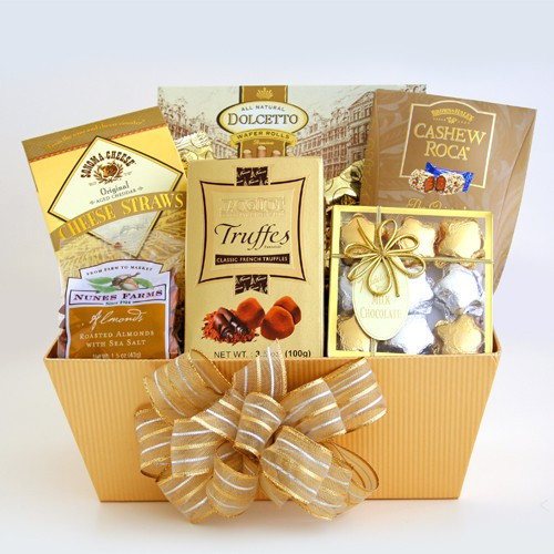 Exquisite Golden Chocolate Delight Gift Basket