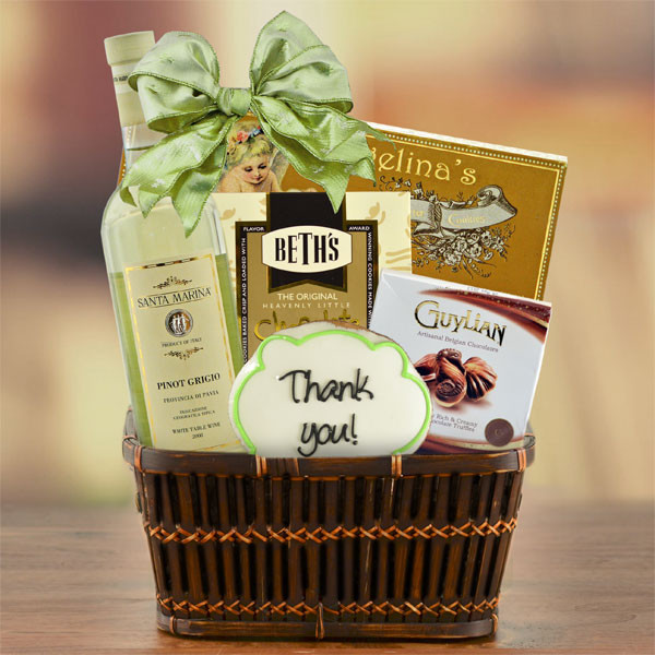  Thank You Pinot Grigio & Treats Gift Basket