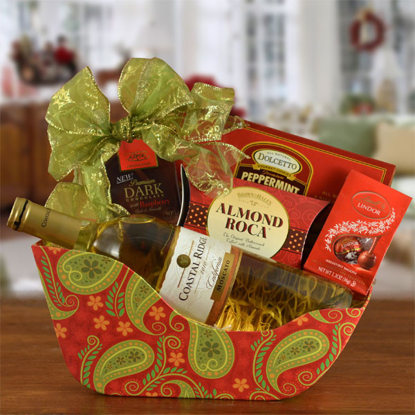 Ride With Me Christmas Sleigh Moo Wine Gift Basket