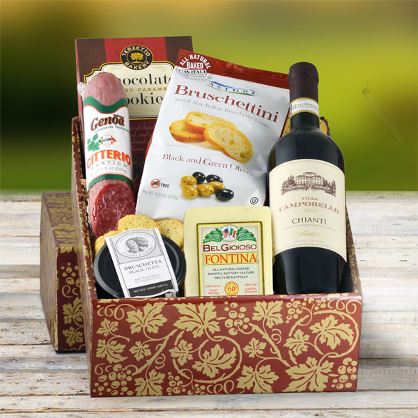 Chianti Red Wine Italian Gift Box of Goodies