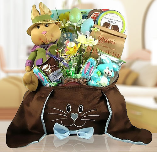Chocolate Bunny Gift Basket of Sweet Treats