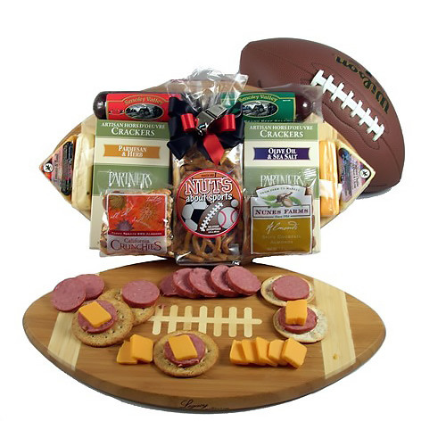 Halftime Favorites Football Gift Basket with Deluxe Cutting Board