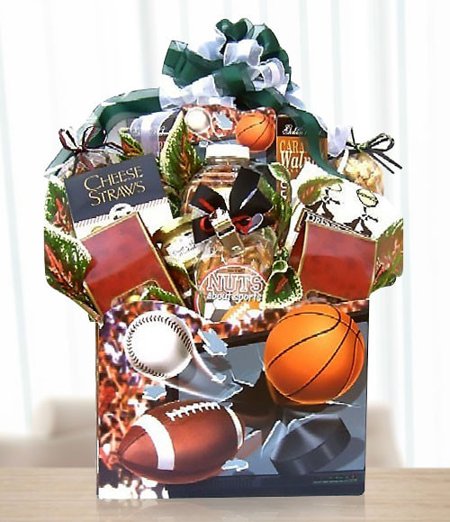 Never Give Up! Sports Gift Basket of Gourmet
