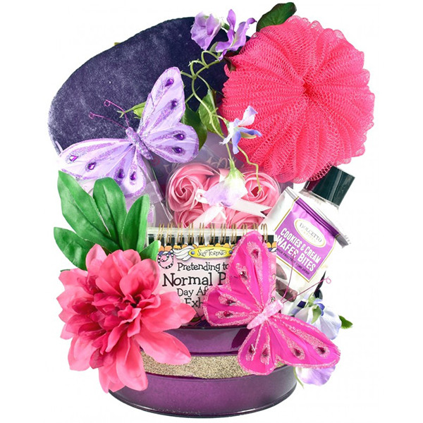 Butterflies, Flowers & Gourmet Gift Basket for Her