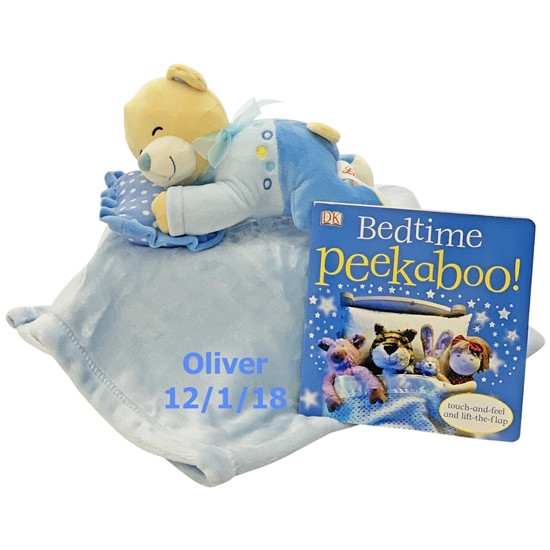 Time for Bed Blue Bear and Blanket Set 