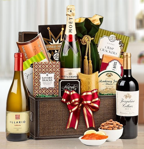 Chardonnay & Red Wine Gourmet Gift Basket