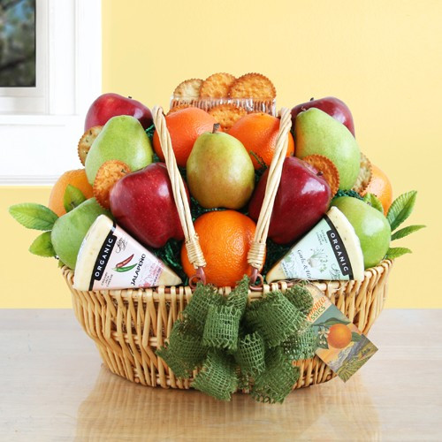 Elegant Cheese & Fruit Gift Basket