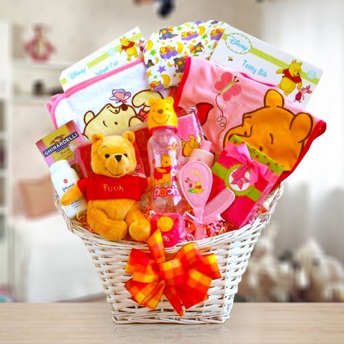 Winnie The Pooh Baby Girl Basket