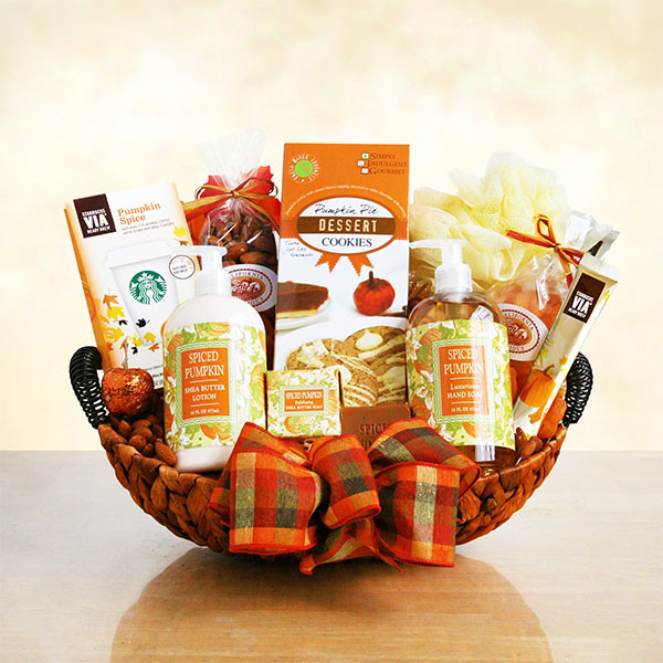 Spiced Pumpkin Spa and Dessert Delight Gift Basket 