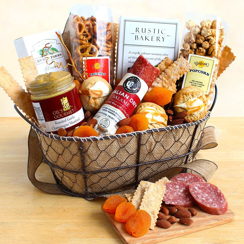 Rustic Gourmet Snacks in a Food Gift Basket