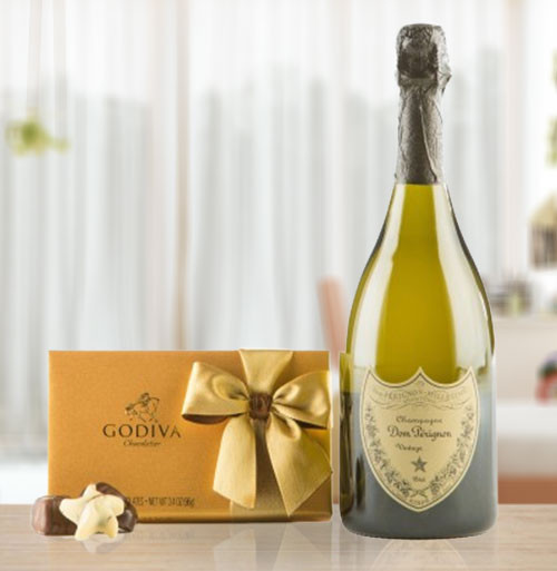 Dom Perignon Vintage Champagne & Godiva Chocolate Gift Set