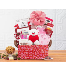 Valentine's Day Gift Basket of Chocolate and Plush Bear