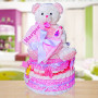 Baby Girl's First Teddy Two Tier Diaper Cake